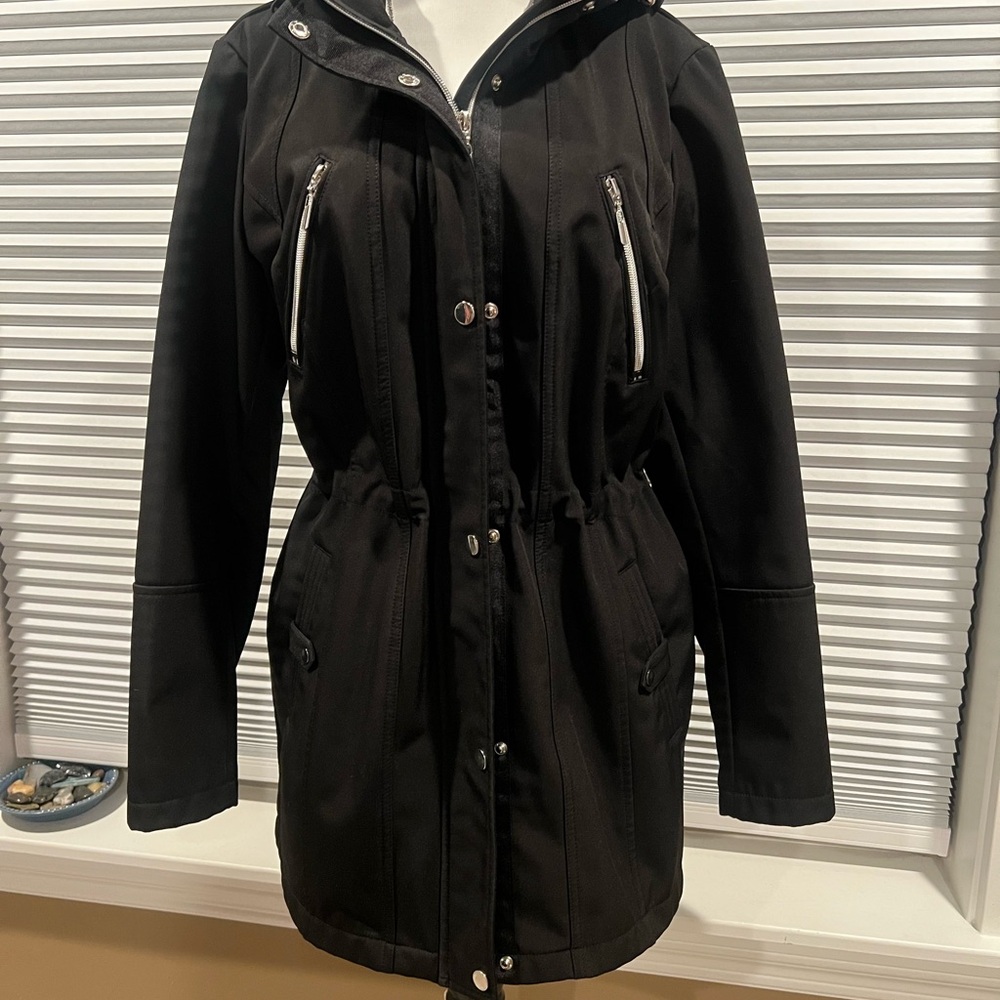 Black UtilityJacket with Hood and Water-Resistant Finish